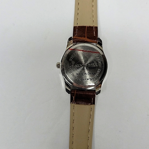 Calvin Hill Silver/White and Brown Easy Reader Women's Watch - Picture 2 of 4